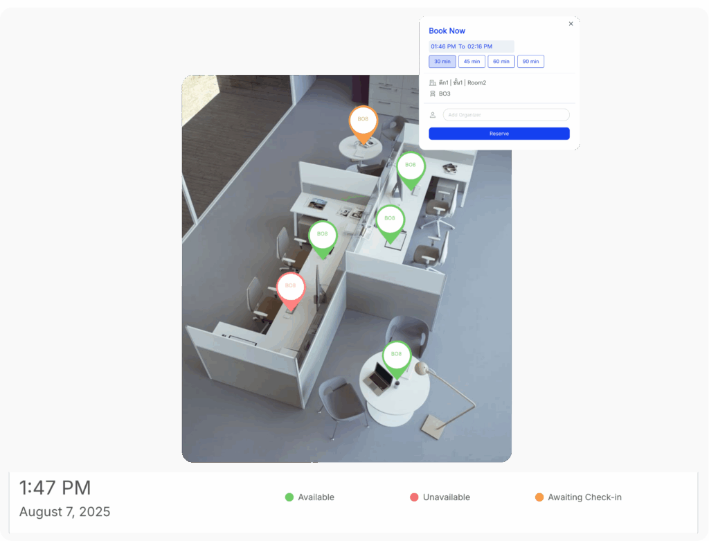 Hotdesk Booking Solution office floorplan