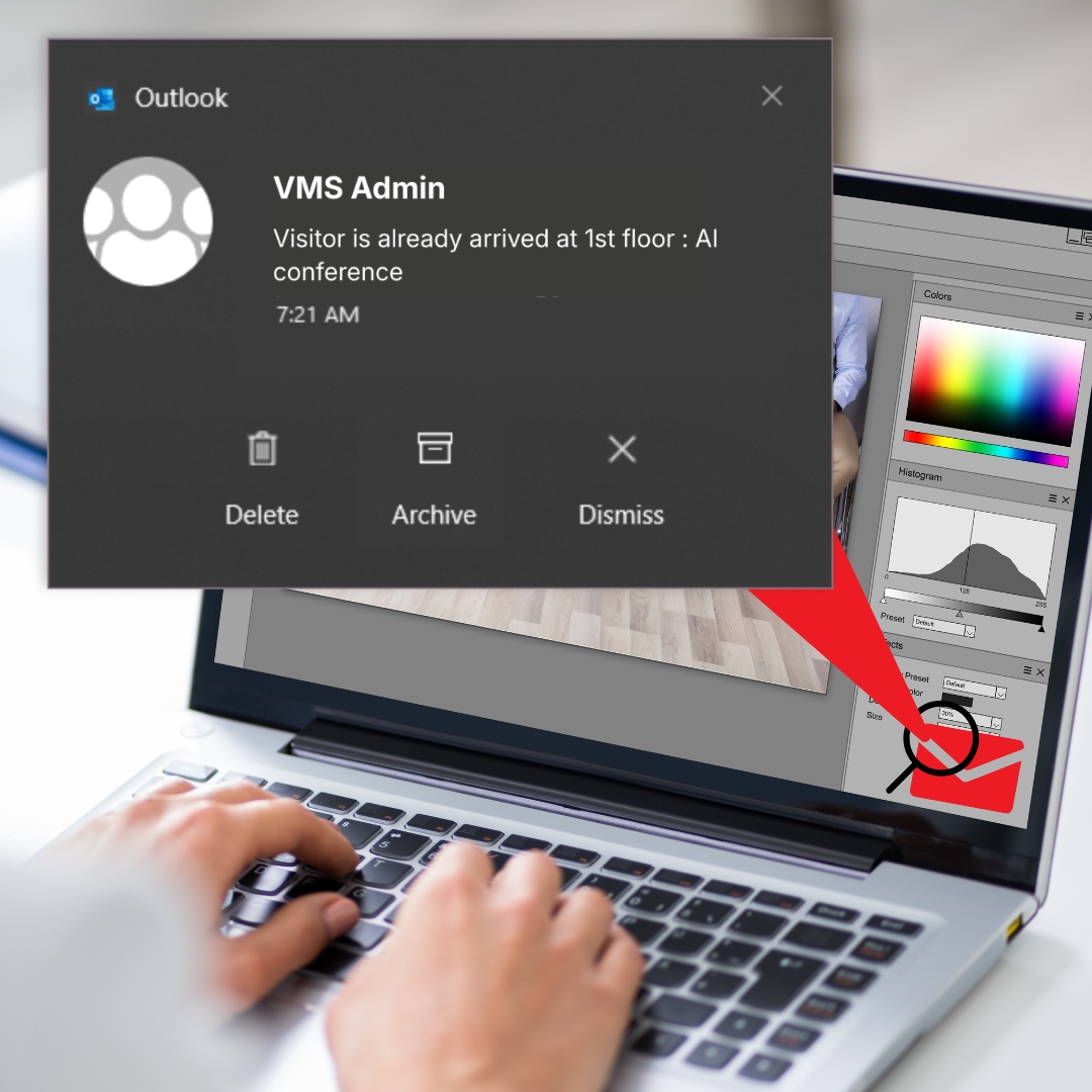 Host notification feature in visitor management system for real-time visitor alerts