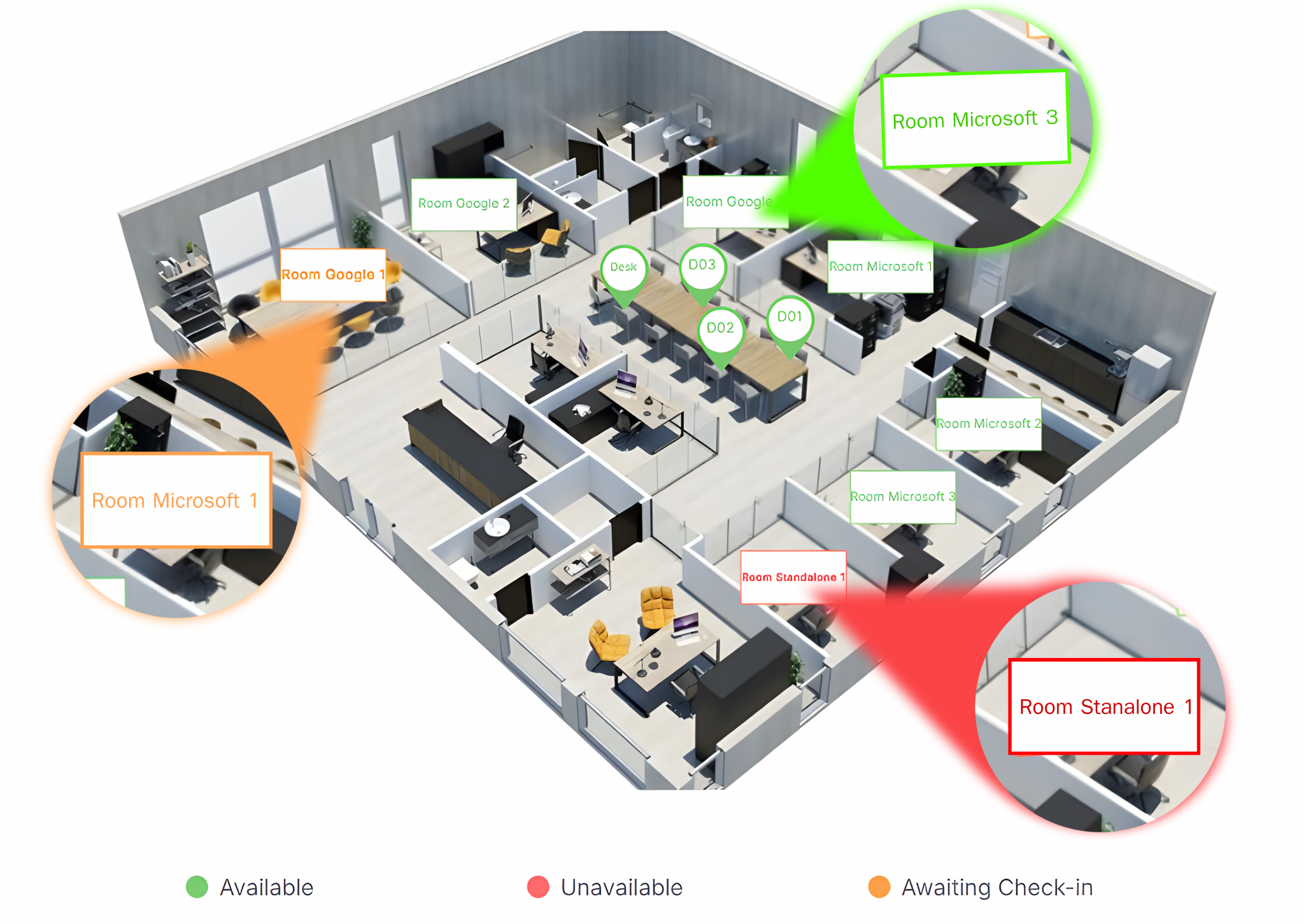 Interactive floor plans in a Room Booking System